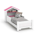 Mini Cama Infantil Casinha Montessoriana Branco Rosa