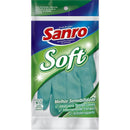 Luva Para Limpeza Soft Médio Verde Látex Flocado E Antiderrapante