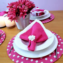 Kit 4 Capas Para Sousplat Poá Pink 35cmx35cm - UN / 4