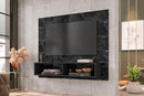 Painel Para Tv Preto Com Nicho Suspenso Nero
