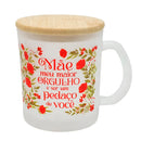 Caneca Xícara Vidro Com Tampa Presente Dia Das Mães