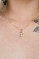 Colar Pingente Menina Com Zircônia Colorida Banhado Em Ouro 18k Cor:dourado