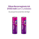 Pilha Recarregável Aa Elgin 2700mah Cartela Com 02 Unidades