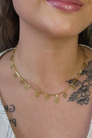 Colar Com Corrente Com Mini Flores Banhado Em Ouro 18k Cor:dourado