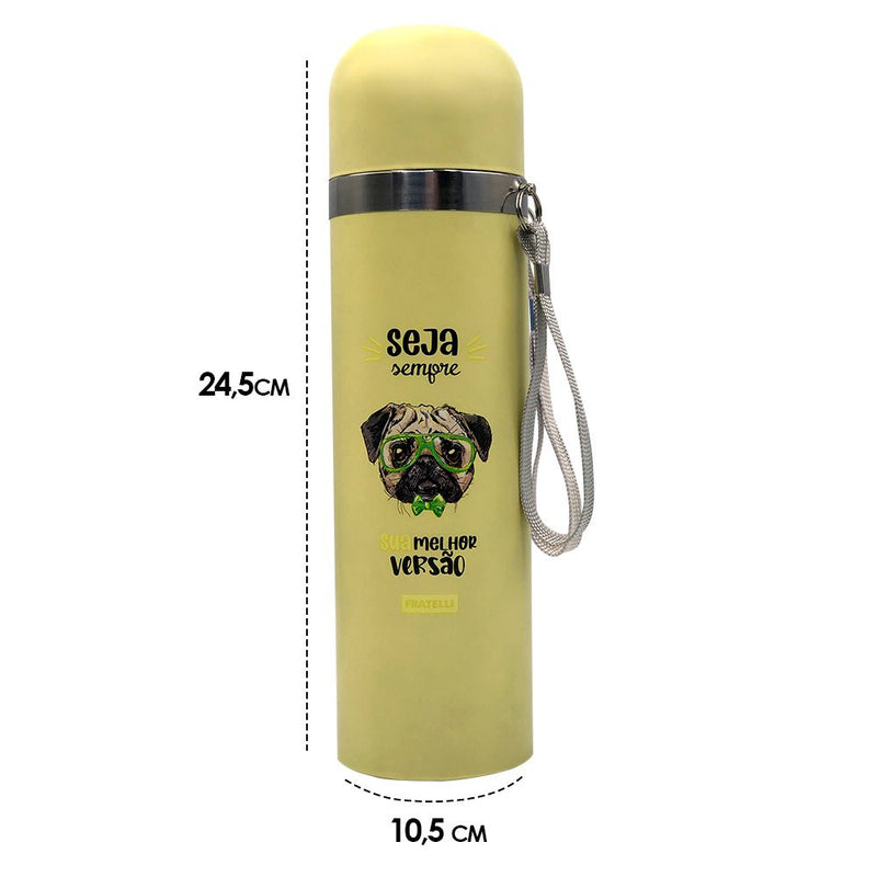 Garrafa Color Estampa Pet Inox 480ml - Amarelo