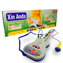 Guitarra Infantil Com Microfone Teclado Musical Com Luz