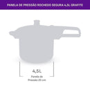 Panela de Pressão Rochedo Segura Fechamento Externo 4,5 Litros Grafite