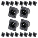 Conector Xlr Macho Painel Plástico Preto Storm 20 Un