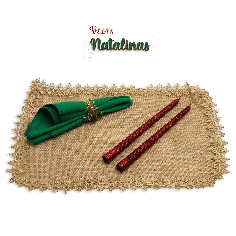 Vela Castiçal Torcidas Kit 2 Und Batizados, Casamento, Natal 25cm - VERMELHA