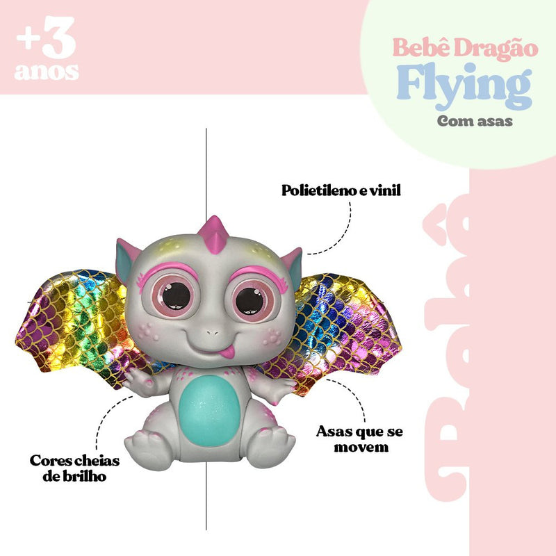 Bebê Dragão Flying Baby Com Asas - Branco