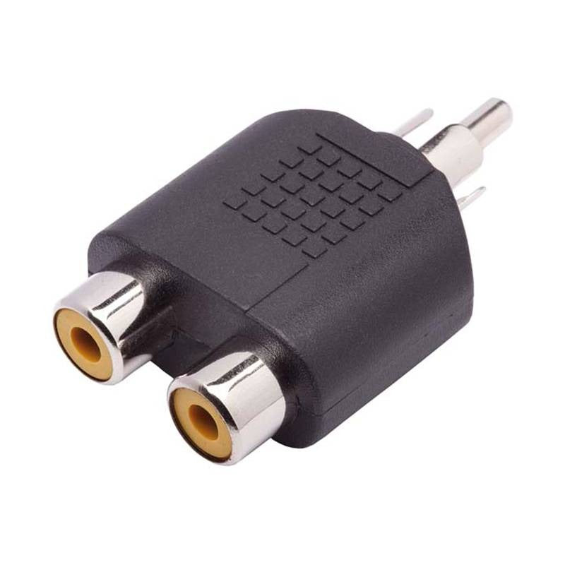 Adaptador 2 Jack Rca Para Jack Rca Plástico - Niquel Pct C/4un