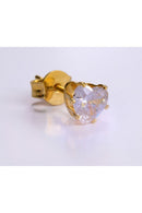 Brinco Zircônias De Coração Grande Banhado Em Ouro 18k Cor:dourado