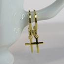 Brinco Argolinha Com Cruz Banhado Em Ouro 18k Cor:dourado