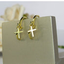 Brinco Argolinha Com Cruz Banhado Em Ouro 18k Cor:dourado