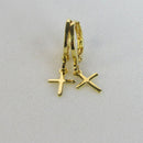 Brinco Argolinha Com Cruz Banhado Em Ouro 18k Cor:dourado