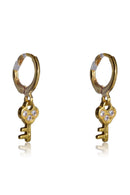 Brinco Argolinha Com Chave Banhado Em Ouro 18k Cor:dourado