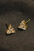 Brinco Triângulo De Zircônia Banhado Em Ouro 18k Cor:dourado