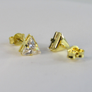 Brinco Triângulo De Zircônia Banhado Em Ouro 18k Cor:dourado