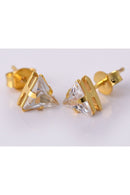 Brinco Triângulo De Zircônia Banhado Em Ouro 18k Cor:dourado