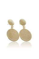 Brinco Médio Medalha Pai Nosso Banhado Em Ouro 18k Cor:dourado