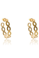 Brinco Argola Média Com Vazados Ovais Banhado Em Ouro 18k Cor:dourado