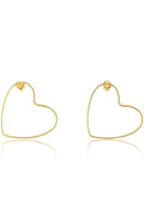 Brinco Médio Com Coração Vazado Horizontal Banhado Em Ouro 18k Cor: Dourado