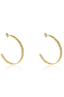Brinco Argola Média Trabalhada Com Vazado Banhado Em Ouro 18k Cor:dourado