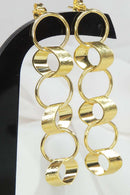 Brinco Grande De Círculos Interligados Banhado Em Ouro 18k Cor:dourado