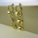 Brinco Grande De Círculos Interligados Banhado Em Ouro 18k Cor:dourado