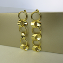 Brinco Grande De Círculos Interligados Banhado Em Ouro 18k Cor:dourado