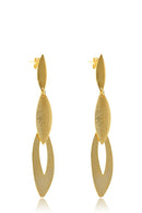 Brinco Grande De Folhas Sobrepostas Banhado Em Ouro 18k Cor:dourado