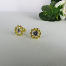 Brinco Formato Flor Com Mini Zircônias Banhado Em Ouro 18k Cor:dourado