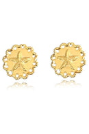 Brinco  Estrela Do Mar Trabalhado Banhado Em Ouro 18k Cor:dourado