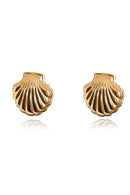 Brinco De Concha Banhado Em Ouro 18k Cor:dourado