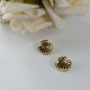 Brinco De Concha Banhado Em Ouro 18k Cor:dourado