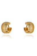 Brinco De Argolinha Grossa Trabalhada Banhado Em Ouro 18k Cor:dourado