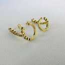 Brinco Ear Cuff Com Piercing Fake E Zircônias Colorida Banhado Em Ouro 18k Cor:dourado