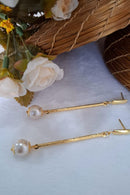 Brinco Fio Trabalhado Com Perola Na Ponta Banhado Em Ouro 18k Cor:dourado