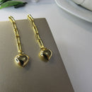 Brinco Corrente Elo Com Coração Na Ponta Banhado Em Ouro 18k Cor:dourado