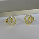 Brinco Mini Zircônias De Nossa Senhora Banhado Em Ouro 18k Cor:dourado