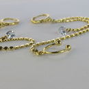 Brinco Argolinha Corrente Com Ponto De Luz E Piercing Fake Banhado Em Ouro 18k Cor:dourado