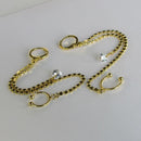 Brinco Argolinha Corrente Com Ponto De Luz E Piercing Fake Banhado Em Ouro 18k Cor:dourado
