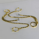 Brinco Argolinha Corrente Com Ponto De Luz E Piercing Fake Banhado Em Ouro 18k Cor:dourado