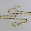 Brinco Argolinha Corrente Com Ponto De Luz E Piercing Fake Banhado Em Ouro 18k Cor:dourado