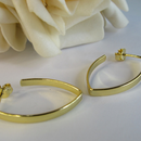 Brinco Argola Oval Banhado Em Ouro 18k Cor:dourado