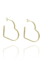 Brinco Argola Em Forma De Coração Lateral Larga Banhado Em Ouro 18k Cor:dourado