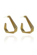Brinco Argola Três Triangulos Banhado Em Ouro 18k Cor:dourado