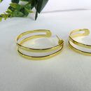 Brinco Argola Media Dupla Vazada Banhado Em Ouro 18k Cor:dourado