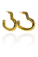 Brinco Argola De Coração Grossa Banhado Em Ouro 18k Cor:dourado