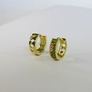 Brinco Argolinha Com Micro Zircônias Coloridas Banhado Em Ouro 18k Cor:dourado